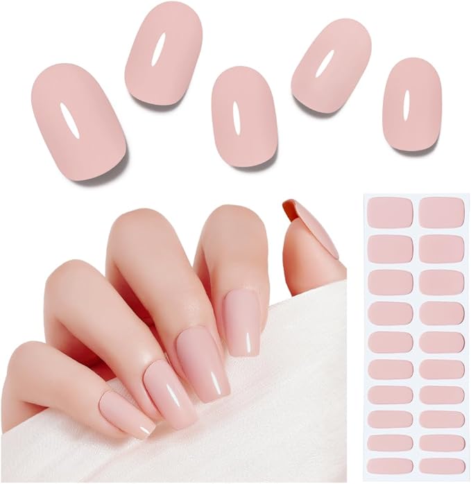 Arte Clavo Semi Cured Gel Nail Strips, 20 Pcs Gel Nail Stickers with UV Light Required, Salon Quality, Long Lasting, Easy Apply and Remove (Nude Pink)