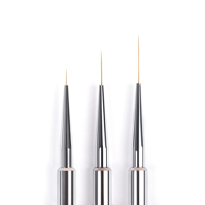 KADS Nail Art Liner Brushes Kolinsky Nail Art Brush Liner Brush UV Gel Polish Painting Nail Design Brush Metal Handle Nail Drawing Pens 8/15/20mm (8mm+15mm+20mm)
