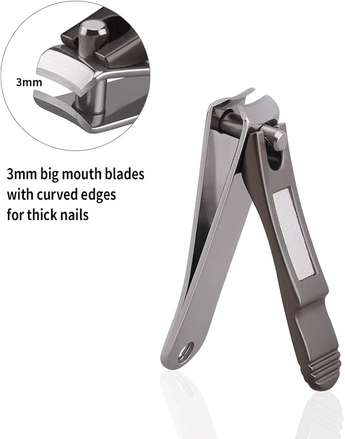 Nail Clippers Set with Build-in Nail File, Durable Sharp Zinc Alloy Fingernail Clipper and Toenail Clipper with Tin Case, Matte Gray