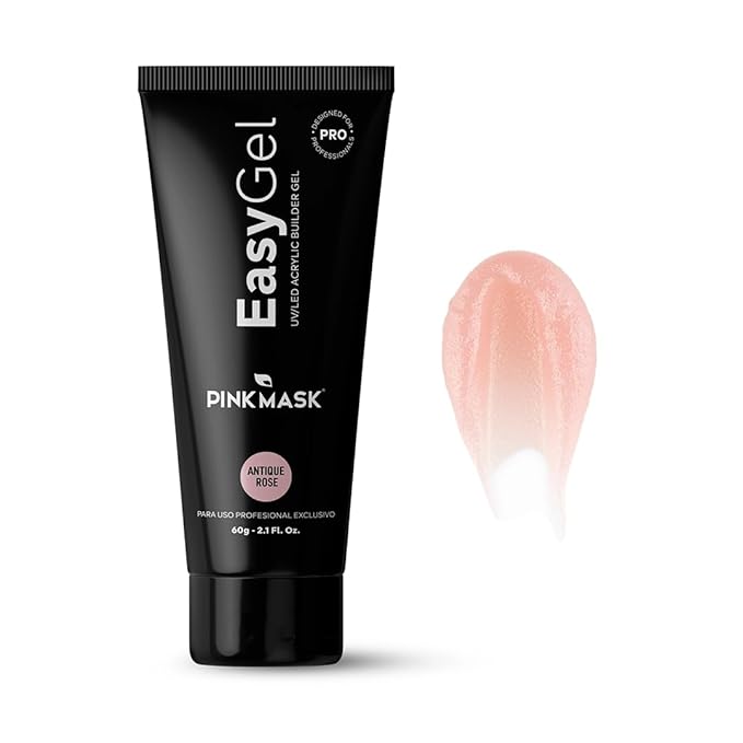 PINK MASK Easy Gel 2oz 60g-Antique Rose, Professional Builder Enhancement Gel-Quick Nail Extension for Beginner DIY, Nail Strengthener-Long Lasting-Salon Quality-Thickening Solution