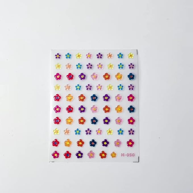 Dedyel Colorful Jelly Nail Stickers Flowers Cute Lines Peach Design Self Adhesive Nail Stickers for Women Girls Kids Nail Art Decoration