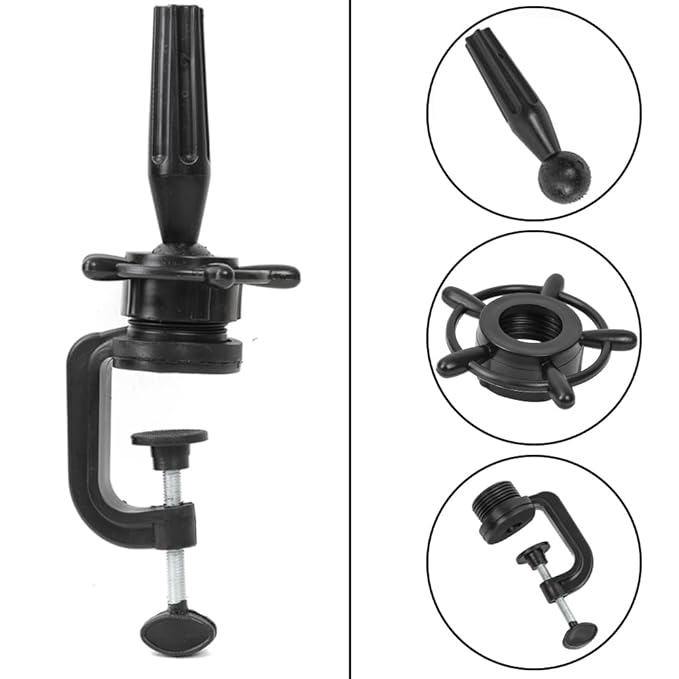 Practice Hand Stand Manicure Practice Hand Holder Wig Mannequin HeadStand Adjustable Rotary Desk Table Clamp Holder Black (1 PCS)
