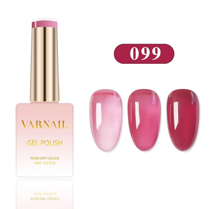 VARNAILDried Rose Jelly Gel Nail Polish Kit 6 Colors 15 ml, Translucent Rose Sheer Gel Polish, Salon Quality Soak off UV Light Gel Nail Polish Set