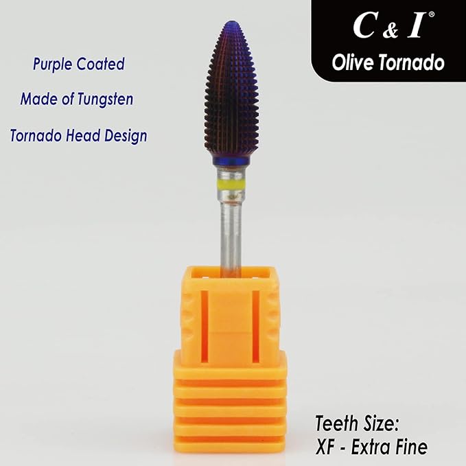 C&I Tapered Tornado & Olive Tornado Nail Drill, E File for Manicure Drill Machine, Professional Nail File to Quick Remove Nail Gels (XF, Olive)