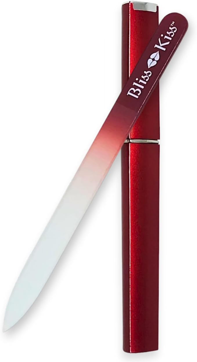 Bliss Kiss Simply Crystal Nail File - Large - Czech Glass - with case and Sleeve
