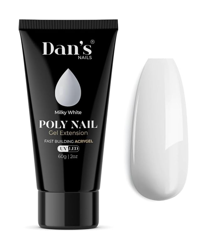 Dan's Nails Poly Gel, 60ML Milky White Builder Nail Extension Strengthener for All Season Gel Color Long-Lasting 3 Molding Nail Supplies for DIY Salon