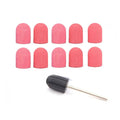 10x Nail Sanding Caps Nail Drill Bits + 1x Rubber Mandrel Grip for Foot File Callus Remover Manicure Pedicure Nail Polishing Burr Home Salon - 16mm*25mm