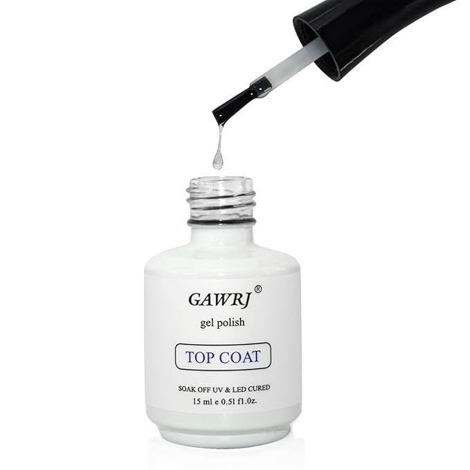 15ml Gel Polish Top Coat No Wipe Soak Off Ultra Glossy Top Gel Nail,and the no-wipe top coat ensures a long-lasting shine.