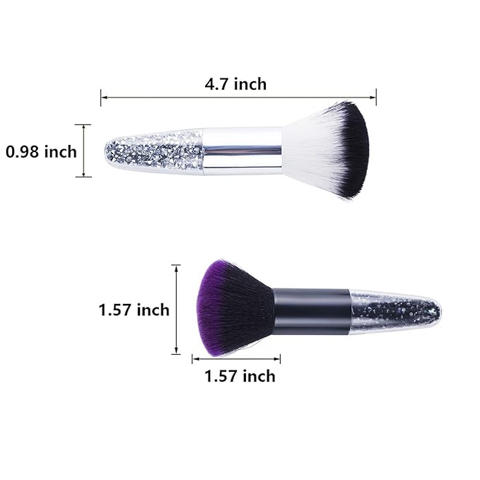 JERCLITY 3 Pieces Soft Nail Brushes Remove Dust Powder for Acrylic Nails Makeup Brushes for Loose Powder Nail Art Brush Nail Clean Up Tools for Women Girls（White Black/White Pink/Black Purple)