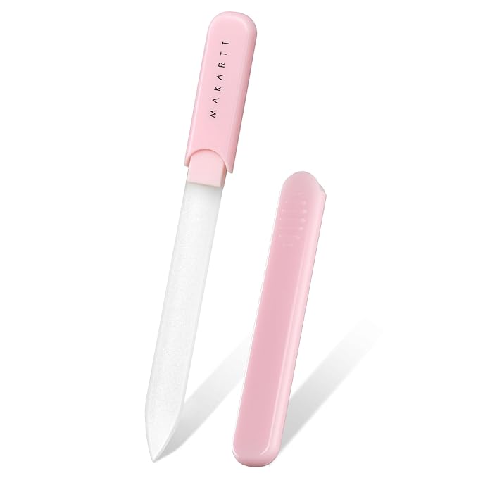 Makartt Nail File: Glass Nail File for Natural Nails - Gentle Crystal Nail Filer, Double-Sided Sandblasted Nail Buffer, Reusable Nail Care Tool for Home Manicure, 1pc Pink