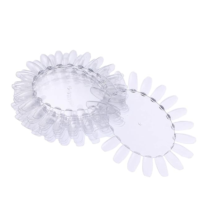 Nail Art Practice Card Clear Plastic Nail Polish Color Display Wheel with 20 Tips 5.1 X 4.3 Inches for Diy Manicure and Salon Use