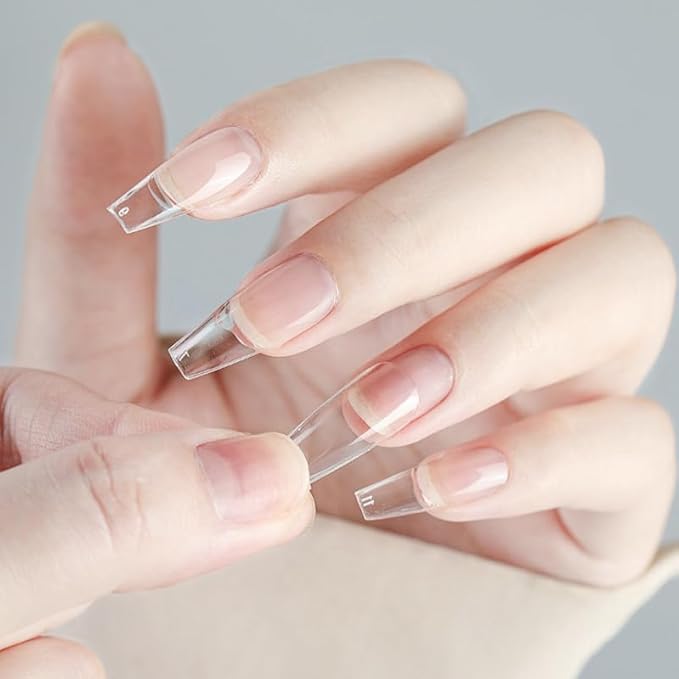 Extra Short Nail Tips Square Short 600pcs Clear Full Cover Soft Acrylic Press For Nail Kit Women Home DIY Fake Nails for Nail Extension 12 Size