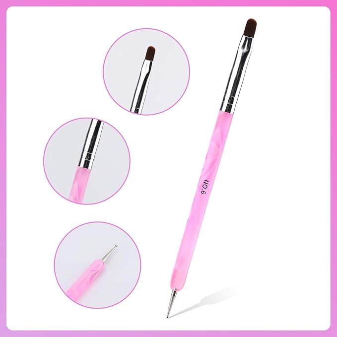 5Pcs Nail Art Brushes,Gel French Acrylic Nail Art Tool Set with Dotting Tool Extension,Gel Brushes Professional Manicure Tool for Nails Detailed Designs DIY(NO.2 NO.4 NO.6 NO.8 NO.10)