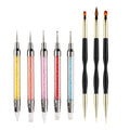 5PCS Dual-Ended Nail Art Sculpture Pen Dotting Tools with 3PCS Nail Painting Brushes, Silicone Nail Polish Brushes Stainless Steel Carving Drawing Tool, Acrylic Rhinestone Handle
