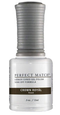 LeChat - Perfect Match Gel Polish - Crown Royal - Dark Golden Brown with Frost Finish and Fine Gold Glitter - (0.5 Ounce) - Easy Application - Soak Off Formula