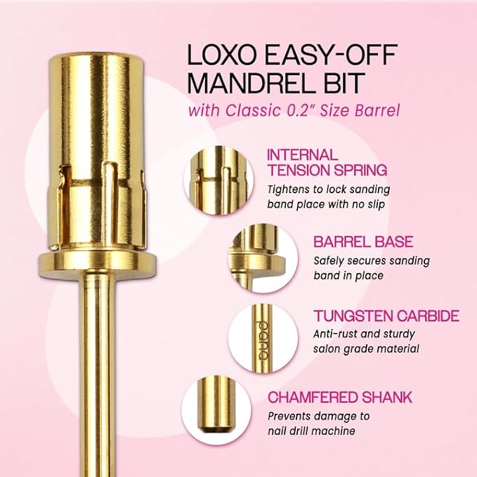 pana Loxo Gold Color Easy-Off Mandrel Bit 3/32Inch Shanks- For Nail Drill/File Made in USA
