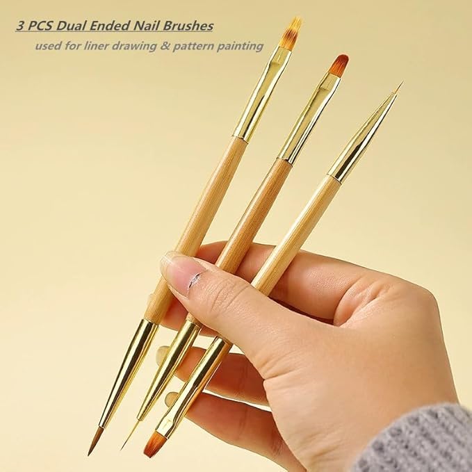 5PCS Dotting Pens and 3PCS Nail Painting Brushes, Double-Ended Acrylic Nail Art Liner Brush Dotting Pen for Gel Polish Nail Paintings 3D Nail Pattern Detail Brush, Nail Art Design Tools