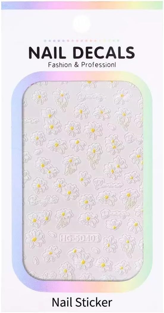 Magrace Flower Nail Stickers for Spring 1 Sheets 5D Self-Adhesive Nail Art Decals for Women Flower Stickers Decoration