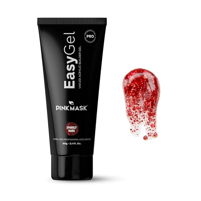 PINK MASK Easy Gel 2oz 60g- Sparkly Mars, Professional Builder Enhancement Gel-Quick Nail Extension for Beginner DIY, Nail Strengthener-Long Lasting-Salon Quality-Thickening Solution