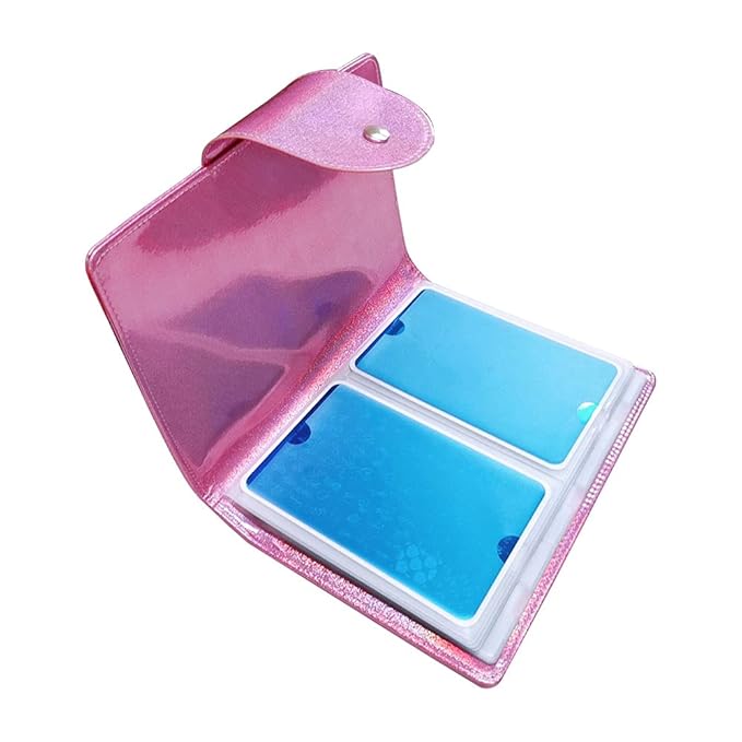 50 Slots Image Stamper Plate Collection Nail Art Stamp Plate Stamping Plates Cases Stamp Nail Template Organzier for 6.0x12.0cm and 9.5X14.5CM Nail Art Plates(Pink)