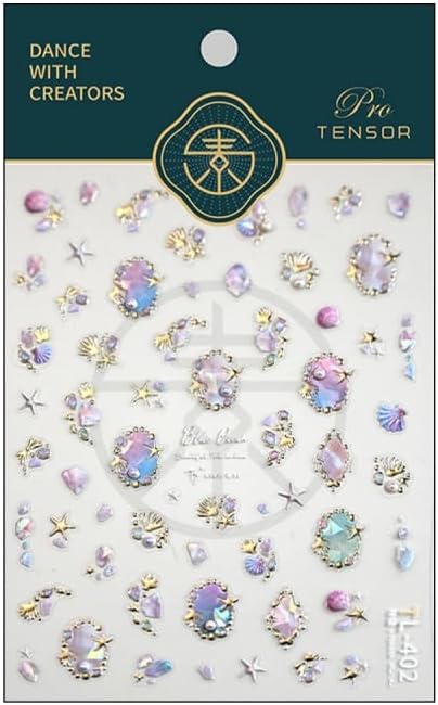 Shell Nail Stickers 3D Self Adhesive Laser Starfish Nail Art Stickers 5D Embossed Aurora Pearl Seashell Nail Decals Ombre Pink Nail Art Supplies Glass Shatters Nail Design for Women Girls 1 Sheets
