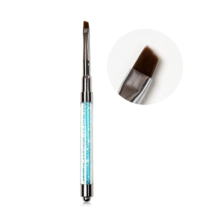 KADS Acrylic Brush Nail Art Brush Rhinestone Powder Brush Acrylic Clear Handle Nail Art Design Paint Pen Manicure Tool for Nails Sculpting (Blue)