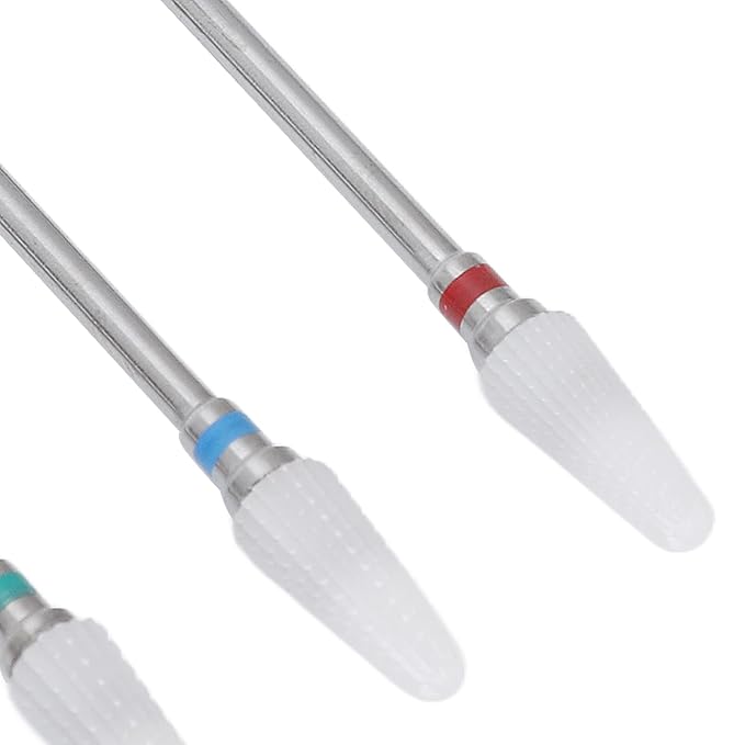 Nail Drill Bits Sets, 3pcs 3/32 Inch Conical Head Ceramic Nail Drill Bit Set Gel Removal Nail Polishing Grinding Bit Accessory Acrylic Nails Polish Cuticles for Home Salon Nail Manicure Pedicure