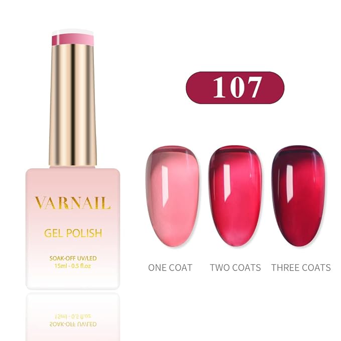 VARNAIL Cyberpunk Jelly Gel Nail Polish Kit 6 Colors 15 ml, Translucent Gel Polish, Salon Quality Soak off UV Light Gel Nail Polish Set