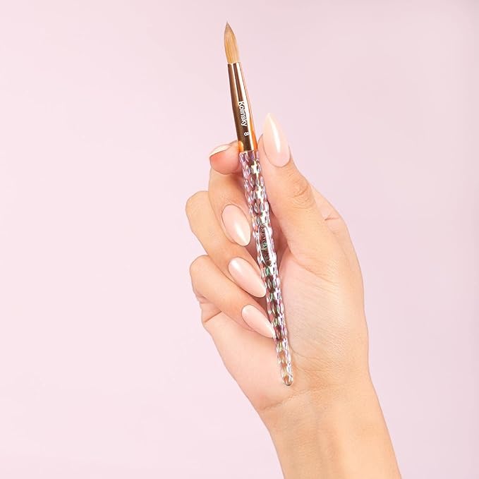 Kiara Sky Acrylic Brush #18 - Clear | 100% Pure Kolinsky | Crystal Cut Handle and Acetone Resistant