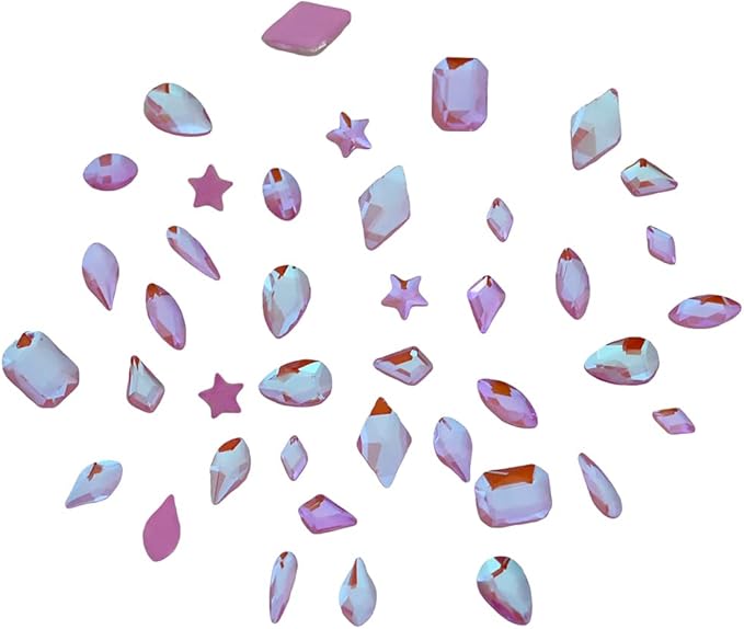 100pcs Colored Nail Crystals Rhinestones Star Leaf Rhombus Mix Shapes Glass 3D Nail Art Jewels Charm Supply