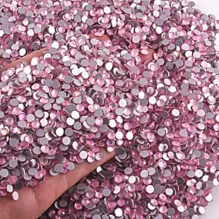 Blinginbox Rhinestones for Crafting,Flatback Rhinestones Glass Gems Stones Round Gemstones Non-Hotfix Crystal for Crafts Nail Decoration,Pink Fairy Crystal(1.9-2.0mm) SS6/1440pcs