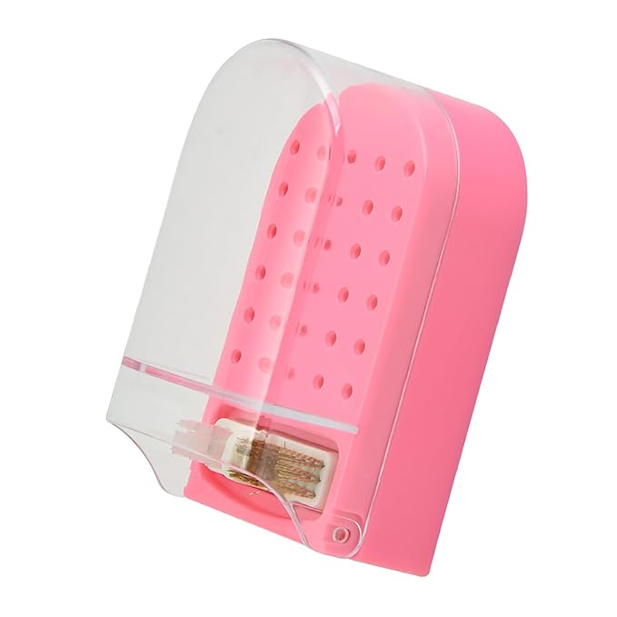 Nail Drill Bit Holder,Nail Drill Bit Display Box Plastic 30 Holes Transparent Portable Nail Drill Bit Holder with Cleaning Brush ()