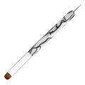 French Manicure Brush - 2 Way Nail Art Brush with Dotting Tool for Cuticle Clean Up & Nail Art Design - Professional Salon Quality, White, 14#