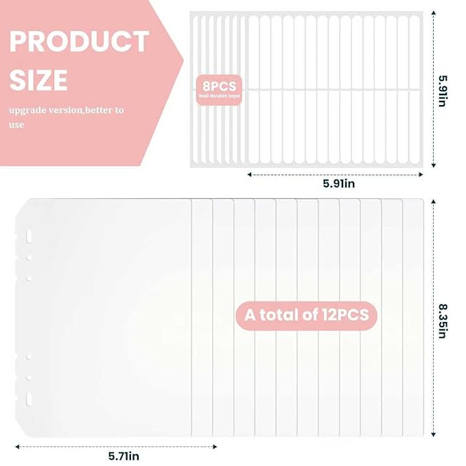 Large Press On Nails Book Insert Pages Clear Insert Pages Press On Nail Storage Book for Fake Nail Storage Nail Salon Supplies (12, white)