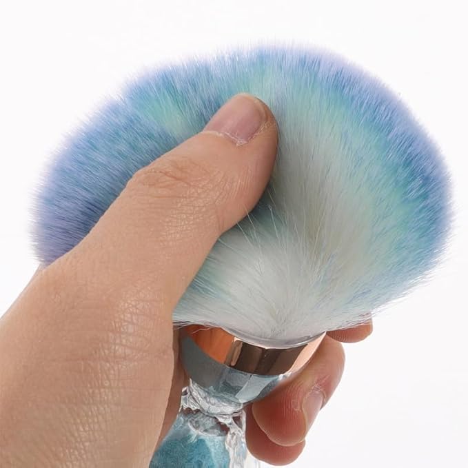 FRCOLOR 2Pcs Nail Dust Brush Acrylic Nail Art Dust Powder Brush Makeup Blush Brush Clean Up Tools Nail Art Brush Sky-blue