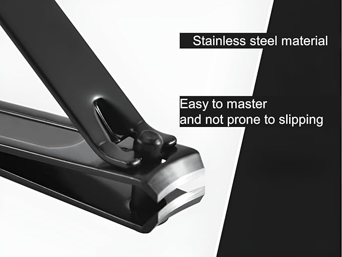 FIXBODY Nail Clippers, Black Stainless Steel Fingernail & Toenail Clippers & Nail File,Great Christmas Gift,Stocking Stuffers for Men and Women