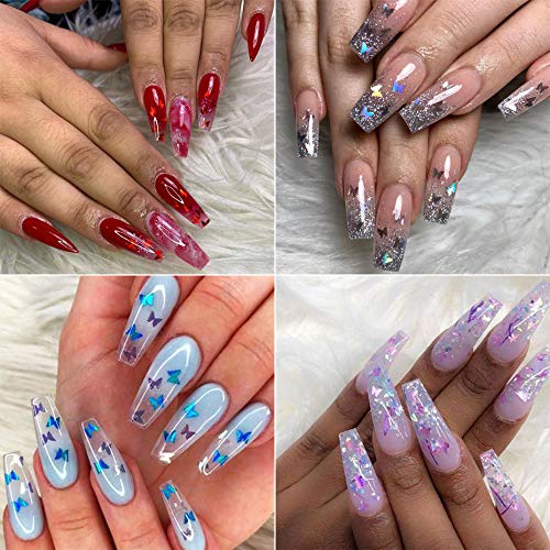 Butterfly Nail Glitter for Nail Art 24 Colors Splarkly Nail Decals Nail Sequins Flake Acrylic Manicure Paillettes Ultrathin Face Body Glitters for Nail Art Decoration Dutterflies for Nails (Butterfly)