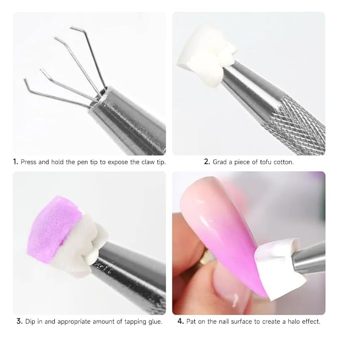 Nail Sponges Set for Ombre Gel Nail Art Tools Set-50Pcs Nail Sponges With Calw Grabbing Pen Nail Art Brush Storage Box for Ombre Painting Gel