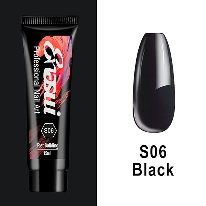 15ml Chameleon Poly UV Gel Temperature Color-Changing Black Nail Builder Gel Nail Enhancement Trial Kit LED Lamp Slip Solution Glitter Poly Builder Gel Nail 8PCS/Kit (Black)