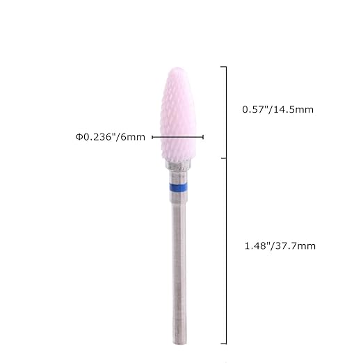 MZCMSL Pink Cone Shape Ceramic Drill Bit for Manicure Machine,Medium Grit Ceramic Burr, 3/32 Shank Electric Manicure Drill