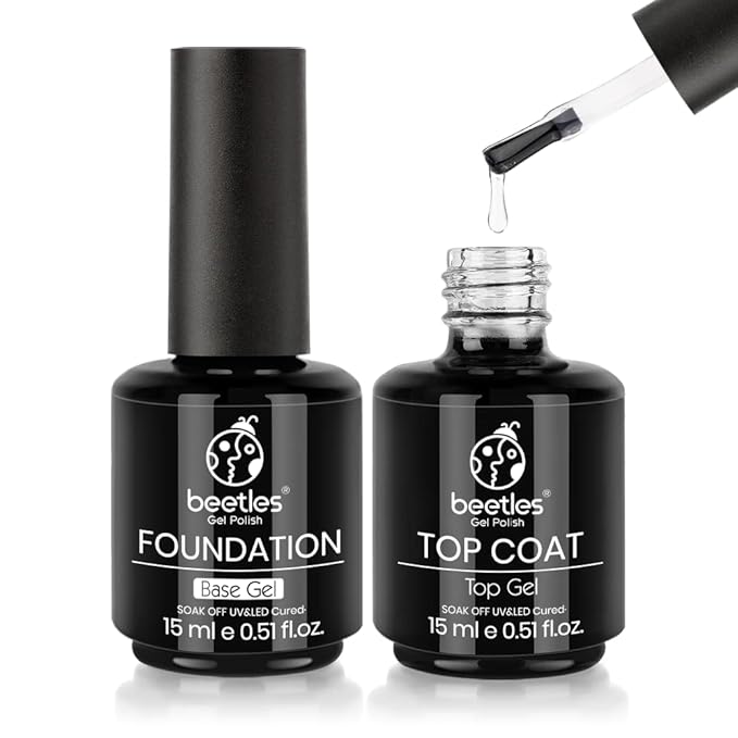 Beetles Romantic Wedding Gel Nail Polish Set Holiday Gift, 6 Colors Soak Off UV Manicure Kit with 2 Pcs 15ml No Wipe Gel Top Coat and Base Coat Set Gifts for Women