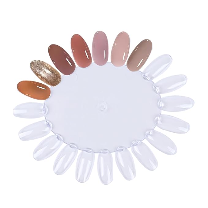 20Pcs Nail Swatches Wheels Plastic Nail Polish Swatch, Nail Display Color Sample Swatch Wheel for Color Show (400 Tips, with Number Stickers)