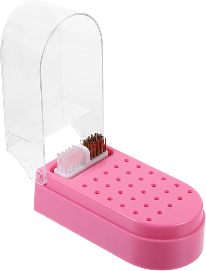 Beaupretty Nail Drill Bits Storage Case Clear Plastic Manicure Grinding Head Box Nail Polish Head Holder Manicure Tools Display Box for Nail Salon Supply