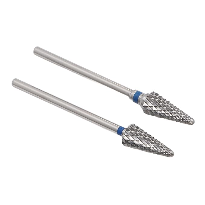 Tungsten Tapered Nail Drill Bit 2pcs, Long Lasting Cone Nail Art Grinding Heads Smooth Shaping, Electric Drill File Removal, for Manicure Pedicure Tool