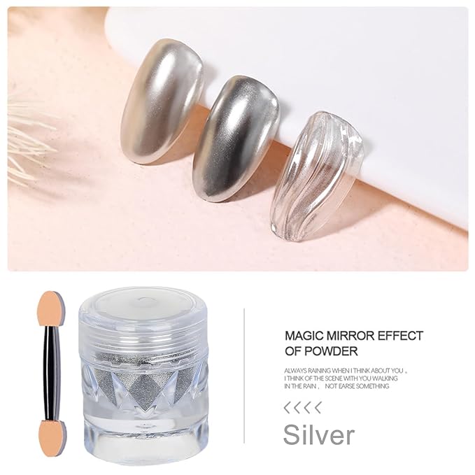 3 Jar Gold Silver Copper Brown Gold Chrome Nail Powder Metallic Mirror Effect Nail Glitter Pigment Powder, Nail Chrome Powder for Nails Gel Polish Design