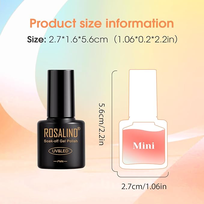 ROSALIND 65PCS Gel Nail Polish Set, 60 Colors Glitter Red Gel Polish with 5 Bottles of Base and Glossy Matte Top Coat Soak off Nail Set Suitable for All Seasons