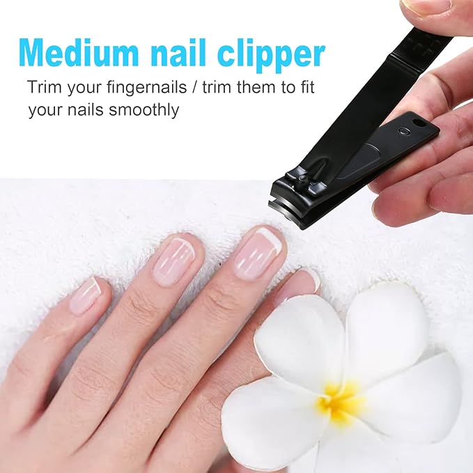 DUCOO Nail Clipper Set, 4 PCS Ultra Sharp Nail Clippers for Men, Women, Adults Toenail Fingernail Clippers, Stainless Steel Nail Cutter & File, Black