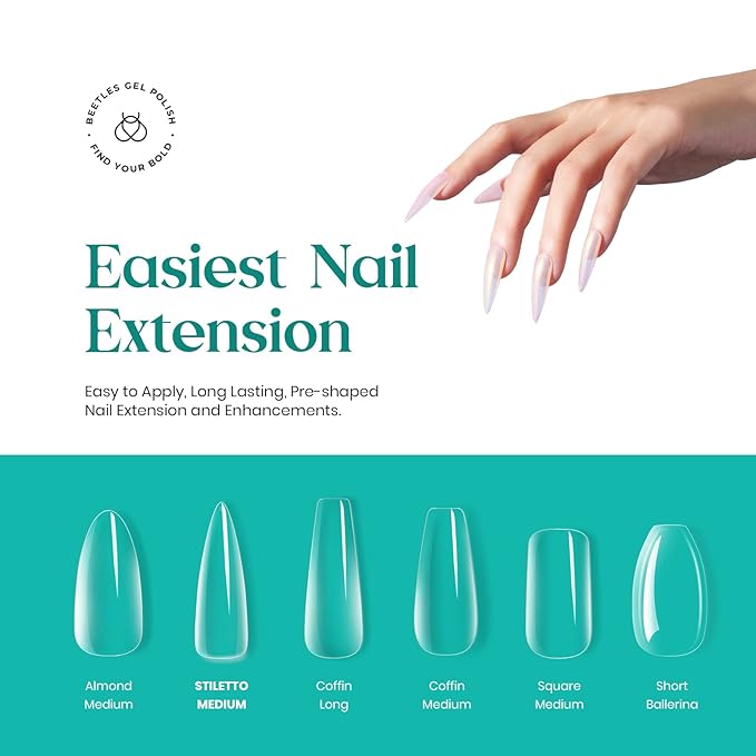 Beetles 500Pcs Medium Clear Stiletto Nail Tips 1 Pcs 15ml White Color Gel Nail Polish