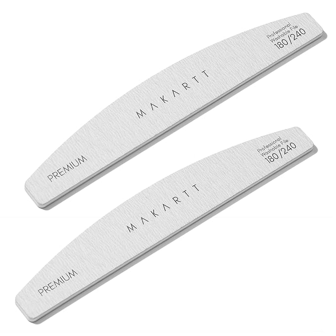 Makartt Nail File - 180/240 Grit Emery Boards for Nails, 2Pcs Dual-Sided Fingernail Files for Natural Nails Prep & Buffing, Reusable Manicure Kit for Salon & DIY Use