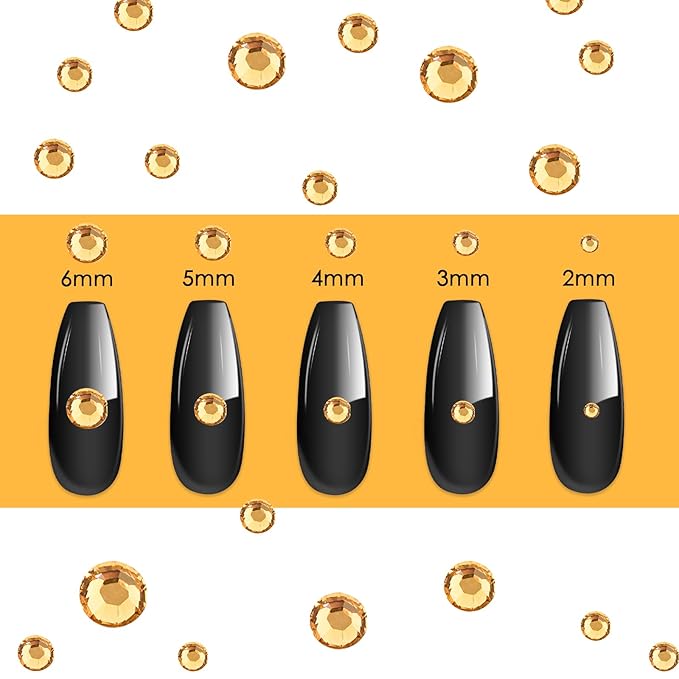 Canvalite 3348Pcs Gold Rhinestones Flatback Gems, Nail Rhinestones Nail Art Gems with Jewelry Glues, Pick Up Tweezers and Rhinestone Picker Dotting Pen, Nail Art Tools for Nails, Clothes, Face, Craft